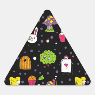 Pegatina Triangular Wonderland negro