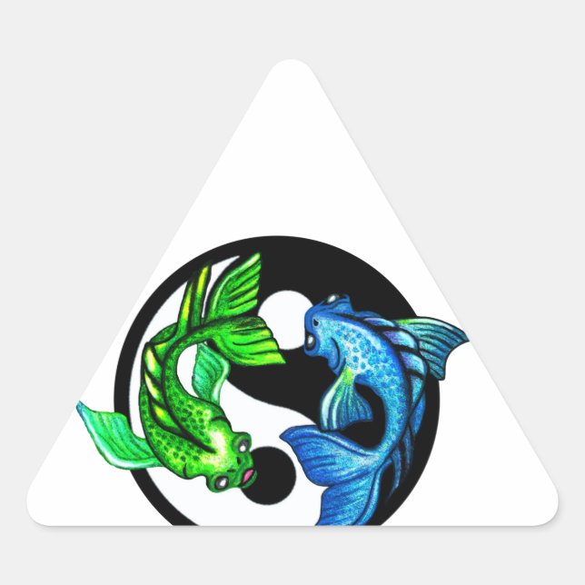 Pegatina Triangular Yin-Yang Koi Design (Anverso)