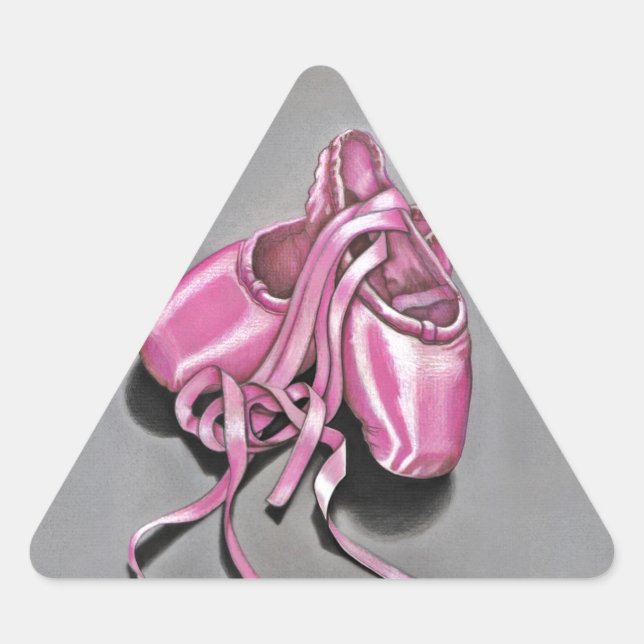 Pegatina Triangular Zapatillas de ballet rosa (Anverso)