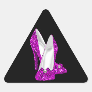 Pegatina Triangular Zapatos de tacón alto Stileto brillo rosa