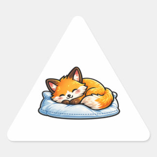 Pegatina Triangular Zorro durmiendo acogedor en la almohada Triang de