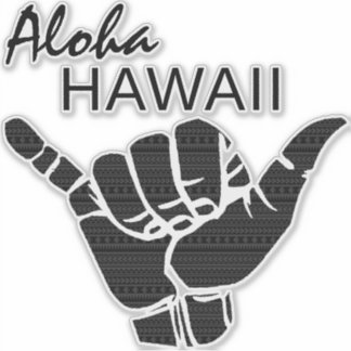 Pegatina TRIBAL SHAKA (HANG LOOSE) - ALOHA HAWAII Blk