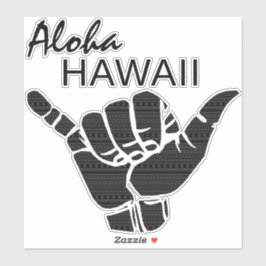 Pegatina TRIBAL SHAKA (HANG LOOSE) - ALOHA HAWAII Blk