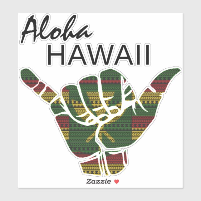 PEGATINA TRIBAL SHAKA (HANG LOOSE) ALOHA HAWAII KANAKA DRK (Hoja)