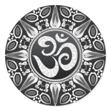 Pegatina tribal Sun Black+White Om Goa New Age
