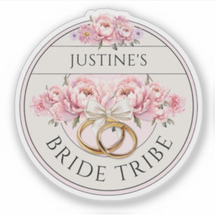 Pegatina Tribu de la Novia floral morado personalizado