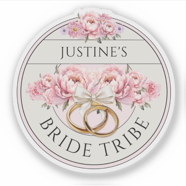 Pegatina Tribú de la novia floral personalizada púrpura (Anverso)