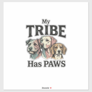 Pegatina Tribu de perros tiene patas diseño de grabado vint