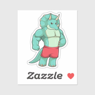 Pegatina Triceratops como culturista en Bodybuilding