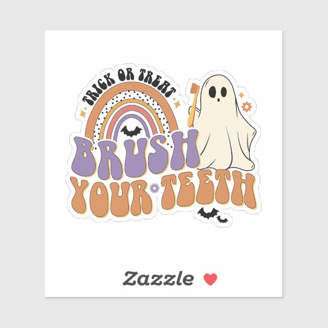 Pegatina ¡Trick o Trek, cepíllate los dientes! (Hoja)
