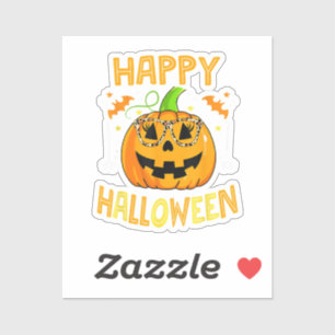 Pegatina Trick O Trek Halloween Funny Calabaza Feliz Hallo