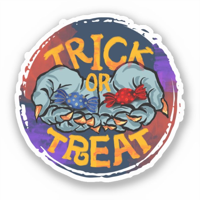 Pegatina Trick or Treat (Anverso)