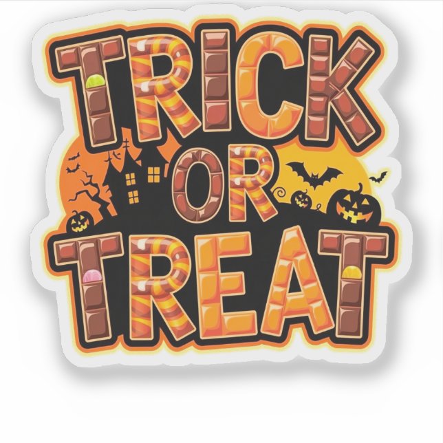 Pegatina Trick or Treat halloween (Anverso)