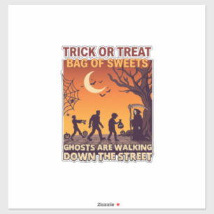 Pegatina Trick Or Treat Halloween Zombies La Parca Calabaza