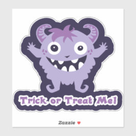 Pegatina Trick or Treat Me! – Cute Purple Horned Monster
