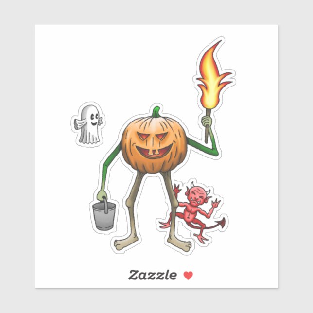 Pegatina Trick or Treating Calabaza de Halloween (Hoja)