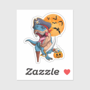 Pegatina Trick pirata T-Rex trata dinosaurio de Halloween
