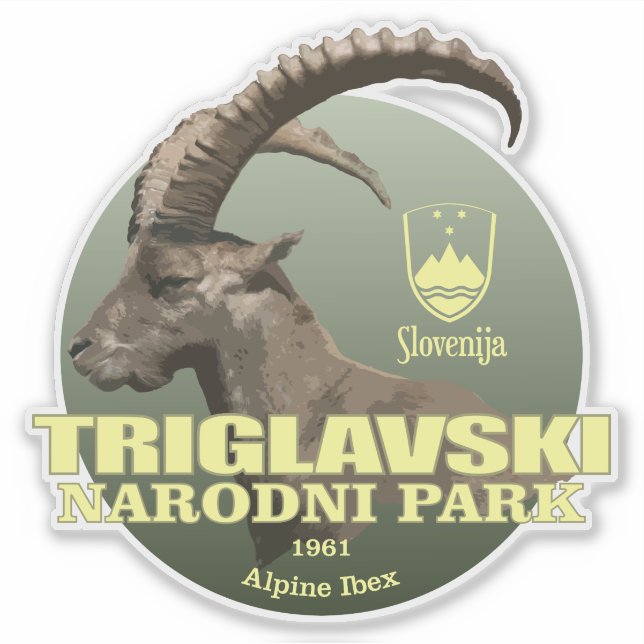 Pegatina Triglav NP (Alpine Ibex) WT (Anverso)