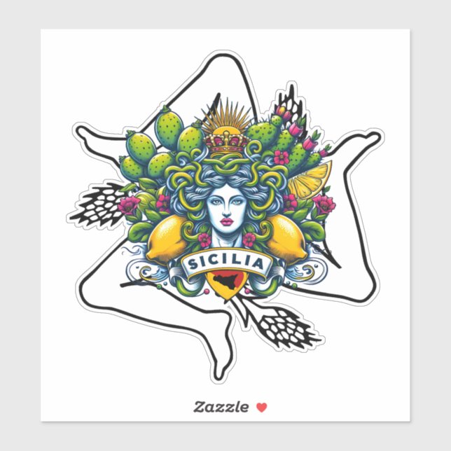 Pegatina Trinacria siciliana (Hoja)