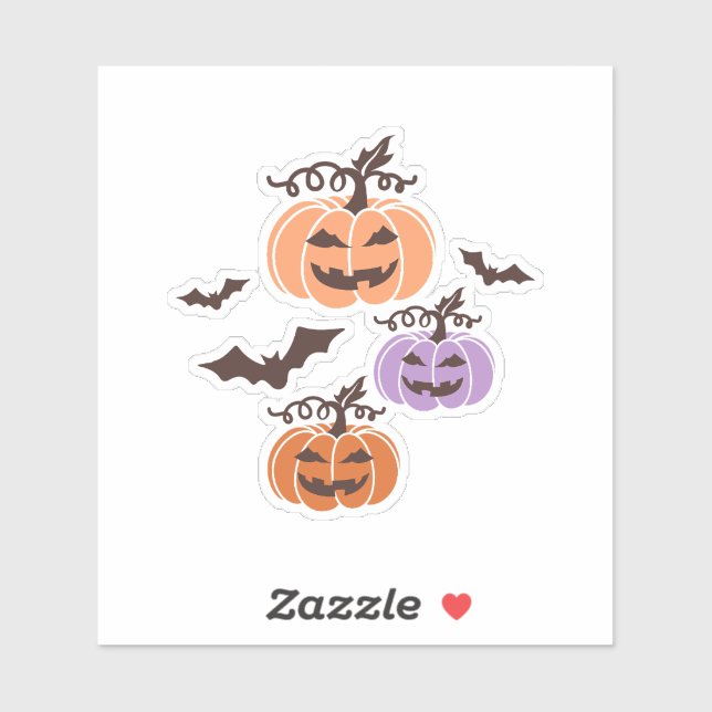 Pegatina Trio de calabazas trio Halloween Jack-o’Lantern (Hoja)