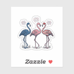 Pegatina Trío de Flamencos Patrióticos Diseño de Grabado Vi