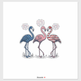 Pegatina Trío de Flamencos Patrióticos Diseño de Grabado Vi