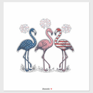 Pegatina Trío de Flamencos Patrióticos Diseño de Grabado Vi