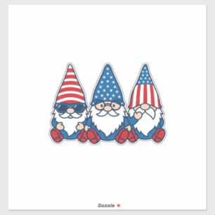 Pegatina Trío de gnomos patrióticos diseño de camiseta vect