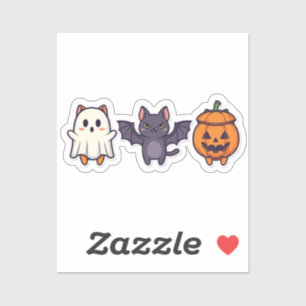 Pegatina Trío de trucos o trucos - Gato de Halloween lindo