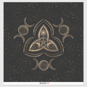 Pegatina Triple adorno lunar con pentagrama