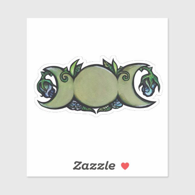 Pegatina Triple Moon Bloom – Botanical Wiccan Symbol   (Hoja)