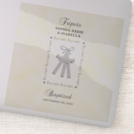 Pegatina Triplets bautizados con cruces amarillas 3 persona