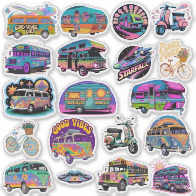 Pegatina Trippy Art Custom-Cut Vinyl Sticker (Anverso)