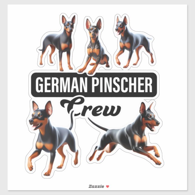 Pegatina Tripulación Pinscher alemana (Hoja)