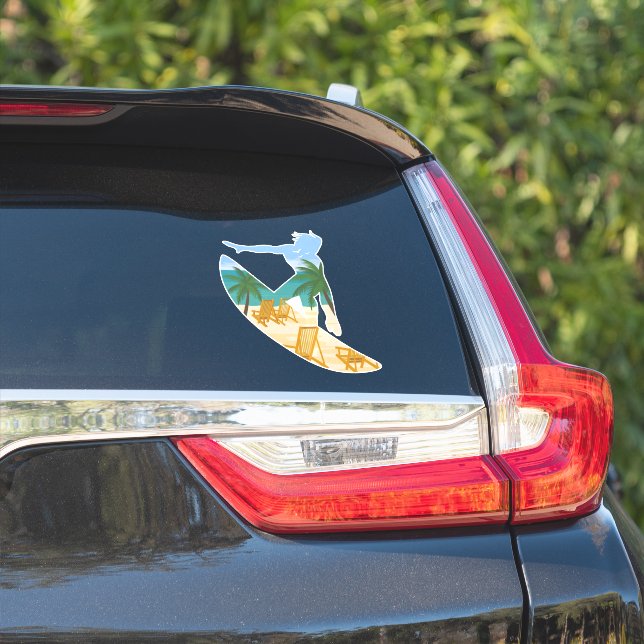 Pegatina Tropical Beach Surfer Dude Ocean Sports (Lado del coche)