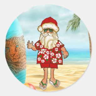 Pegatina tropical de Navidad de Santa