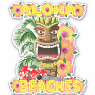 Pegatina Tropical Funny Aloha Bebe Hawai Tiki