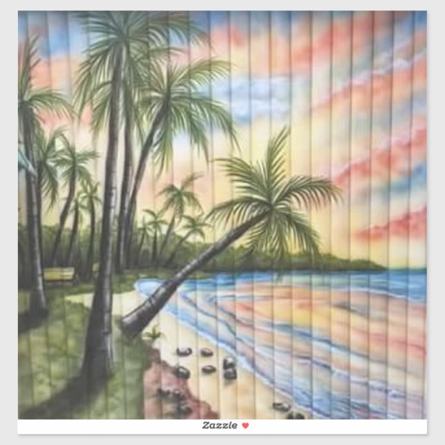 PEGATINA TROPICAL PALM TREES BEACH BLINDS (Hoja)