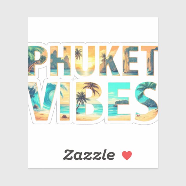 Pegatina Tropical Phuket vibes beach sunset sticker (Hoja)
