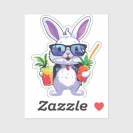 Pegatina Tropical Rabbit Sticker with Pineapple and Sunglas