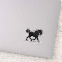 Trotando Caballo Negro Con Estrella Y Bella Negra