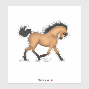 Pegatina Trotting Buckskin Horse Pony Decal ecuestre