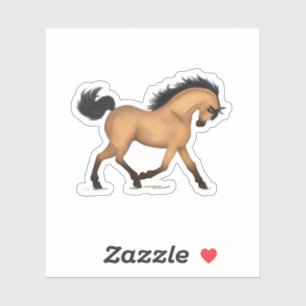 Pegatina Trotting Buckskin Horse Pony Decal ecuestre