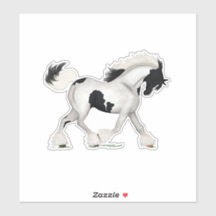 Pegatina Trotting Gypsy Vanner Horse Pinto Pony