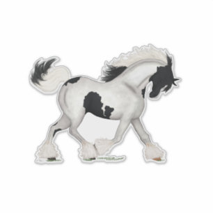 Pegatina Trotting Gypsy Vanner Horse Pinto Pony