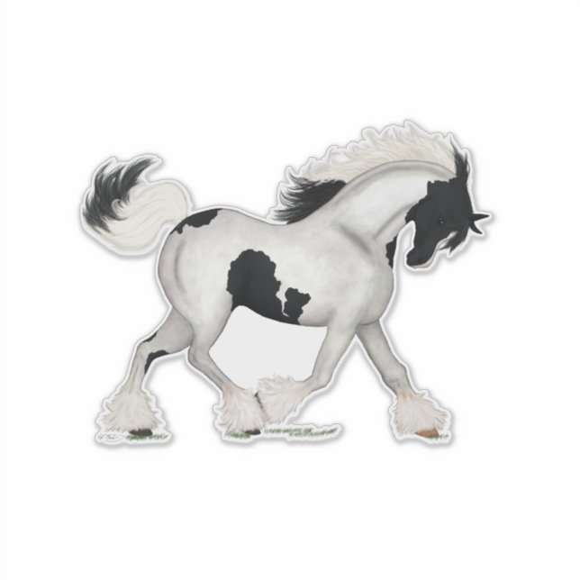 Pegatina Trotting Gypsy Vanner Horse Pinto Pony (Anverso)
