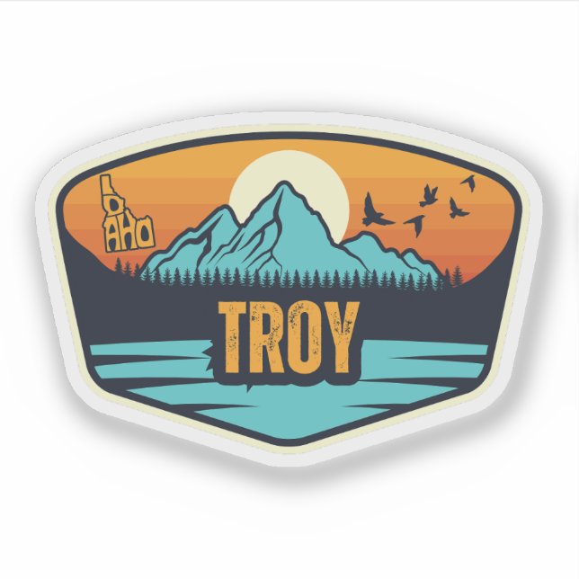 Pegatina Troy, Idaho (Anverso)