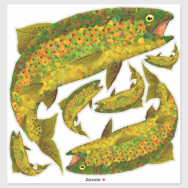 Pegatina Trucha arco iris de hoja de lápiz 3 (Hoja)