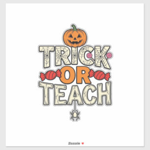 Pegatina Truco o Enseña Halloween Profesor Vintage Vector D