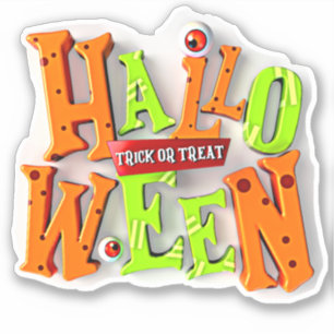 Pegatina Truco o tratamiento de Halloween, efecto bloqueo 3
